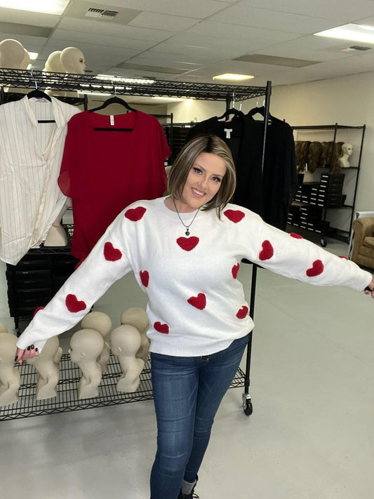 AVAILABLE NOW!!  Kristi's Red Heart Sweater